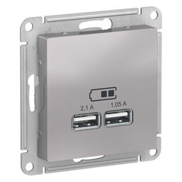 Розетка Шнайдер AtlasDesign usb алюминий (ATN000333)
