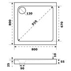 Душевой поддон Slim акрил 80x80 см