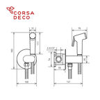Смеситель с гигиеническим душем встраиваемый Corsa Deco со скрытой частью в комплекте черный (HF003B)