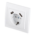 Розетка EKF Минск встраиваемая белая с 2хUSB-А (ERR16-028-100-2USB)