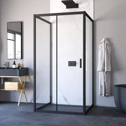 Душевой уголок Vegas-Glass 100x100  ZP-U NOVO 100*100 02М crystalvision профиль черный матовый, стекло crystalvision