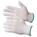 Белые нейлоновые перчатки без покрытия Gward Touch, размер M, 12 пар