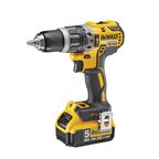Ударная дрель-шуруповерт DEWALT DCD796P2, 18 В, 2000 об/мин, 34000 уд/мин, с 2 АКБ 5 Ач и ЗУ, в кейсе (DCD796P2-QW)