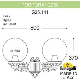Настенный фонарь уличный IP55 Fumagalli GLOBE 250 G25.141.000.BXF1R в форме шара