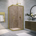 Душевой уголок Vegas-Glass ZA NOVO h200 70x70 ZA NOVO h2000 70 03 05 профиль матовое золото, стекло бронза