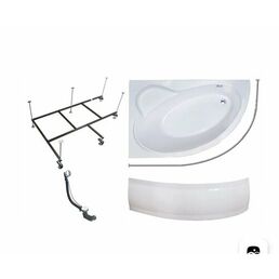 Акриловая ванна Royal Bath Alpine 140X95X58 левая полный комплект (ванна, каркас, панель, карниз, слив-перелив