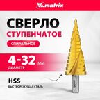 Сверло универсальное, по металлу, ступенчатое, конусное, по дереву, винтовое matrix 72359 32 x 101.5 мм