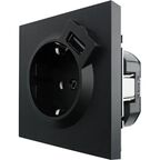 Розетка USB встраиваемая Lezard Zima с заземлением цвет черный бархат