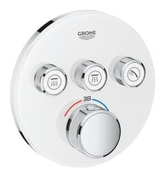 Внешняя часть термостатического смесителя GROHE Grohtherm SmartControl на 3 выхода, белая луна (29904LS0)