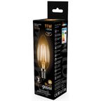 Лампа светодиодная Gauss LED Filament E14 11 Вт свеча прозрачная 720 лм, тёплый белый свет