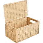 Корзина с крышкой для хранения 30x15x18 см бумага цвет бежевый