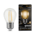 Светодиодная лампа Gauss LED Filament Globe E27 5W 2700K 1/10/50