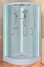 Душевая кабина Esbano Elegancia 100х100ES-L100CR с крышей, с LED освещением, стекло матовое, профиль белый