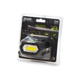 Фонарь налобный Gauss модель GFL409 5W 200lm Li-ion 1200mAh LED
