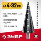 ЗУБР 4-32мм, 15 ступеней, сверло ступенчатое (29665-4-32-15)