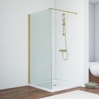 Душевая перегородка Vegas-Glass 86x200  EAF NOVO h2000 86 03 01 профиль золото матовое, стекло прозрачное