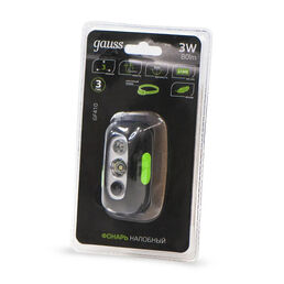 Фонарь налобный Gauss модель GFL410 3W 80lm Li-ion 400mAh LED