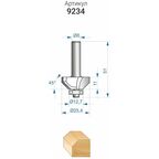 Фреза кромочная конусная 25,4 x 11 мм 45 градусов хвостовик 8 мм Энкор 9234