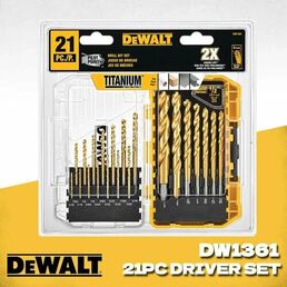 Набор сверл DEWALT титановым покрытием 21 шт, DW1361