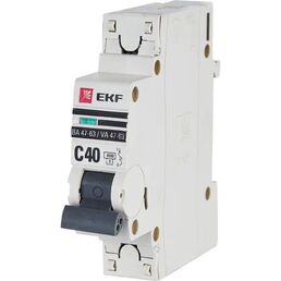 Автоматический выключатель EKF ВА47-63 1P C40 A 4.5 кА