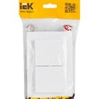 Розетка двойная встраиваемая влагозащищенная IEK Brite РСбш12-3-44-БрБ с заземлением с крышкой и шторками IP44 цвет белый