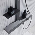 Душевая стойка Black&White Gravity GH-9005-GM оружейная сталь, с термостатом, с изливом