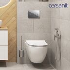 Унитаз с инсталляцией Cersanit Brasko 68302 безободковый, с крышкой микролифт, белый, кнопка хром