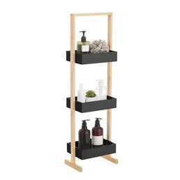 Стеллаж для ванной Lemer Nice 3 полки 26x70x17 см цвет черный/дерево