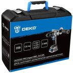 Дрель-шуруповерт аккумуляторная ударная бесщеточная Deko ZKCD20VPRO, 20 В Li-ion 2x3 Ач