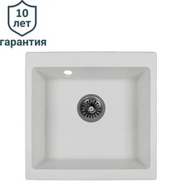 Мойка для кухни врезная Delinia 43x48 см глубина чаши 20 см кварц цвет белый жасмин