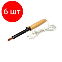 Комплект 6 штук, Паяльник REXANT ПД, 100 Вт, деревянная ручка, ЭПСН (12-0291)
