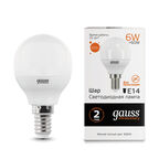 Светодиодная лампа Gauss LED Elementary Globe 6W E14 3000K 1/10/50