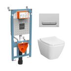 Комплект подвесного унитаза Vitra Integra square L-Box 9856B003-7206 с инсталляцией и кнопкой, сиденье микролифт