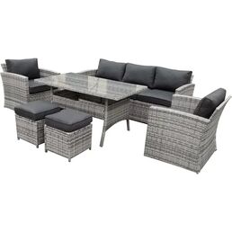 Комплект садовой мебели Orlean искусственный ротанг серый диван 1 шт. кресло 2 шт. пуф 2 шт. стол 1 шт. подушки 12 шт.
