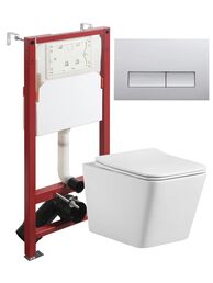 Комплект унитаз подвесной Agger ATI10150+APB200 с микролифтом + инсталляция + кнопка