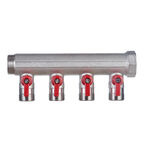 Коллектор Henco 1 ВР(г) х 4 выхода 3/4 НР(ш) ЕК х 1 НР(ш) с шаровыми кранами (VB060504-ROOD)