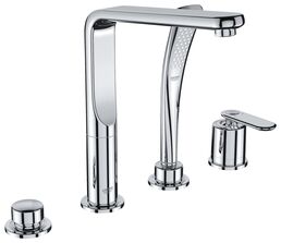 Смеситель для ванны GROHE Veris с душевым гарнитуром (на бортик ванны), 4 отверстия, хром (19373000)