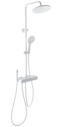 Душевая стойка с гигиеническим душем WONZON & WOGHAND MUSE WW-B3580-MW матовая белая, с термостатом
