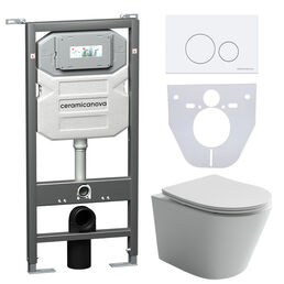 Комплект 4в1 Унитаз подвесной с сиденьем Ceramica Nova CN6000_1001W_1000 белый + Система инсталляции + кнопка