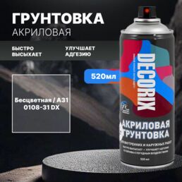 Грунтовка аэрозольная акриловая матовая DECORIX бесцветная 520мл А31
