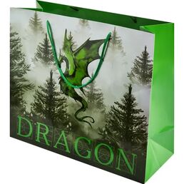 Пакет подарочный «Дракон» 40x35 см цвет зеленый