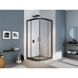 Душевой уголок Makiato R-90-C-B, 1/4 круга 90x90 см черный профиль прозрачное стекло раздвижной
