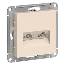 Розетка Шнайдер AtlasDesign двойная rj45+rj45 бежевый (ATN000285)