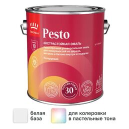 Эмаль Tikkurila Pesto 30 полуматовая цвет белый 2.7 л
