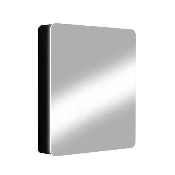 Шкаф зеркальный подвесной Perfect с подсветкой 76x85 см цвет черный