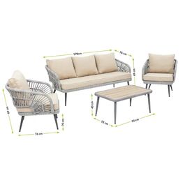 Набор садовой мебели Nova искусственный ротанг/металл/полиэстер: диван, стол и 2 кресла