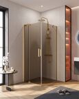 Душевой уголок Cezares SLIDER 70x90 SLIDER-AH-1-90-70/80-BR-BORO стекло тонированное, профиль брашированное золото