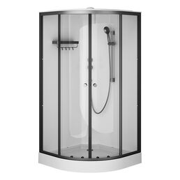 Душевая кабина AM.PM X-Joy 100x100, 1/4 круга, профиль матовый черный, стекло прозрачное W94C-401-100BT