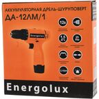 Дрель-шуруповерт аккумуляторная Energolux ДА-12ЛМ/1, 12 В Li-ion 1.5 Ач