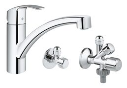 Смеситель для кухни GROHE Eurosmart с комплектом угловых вентилей, хром (31478000)